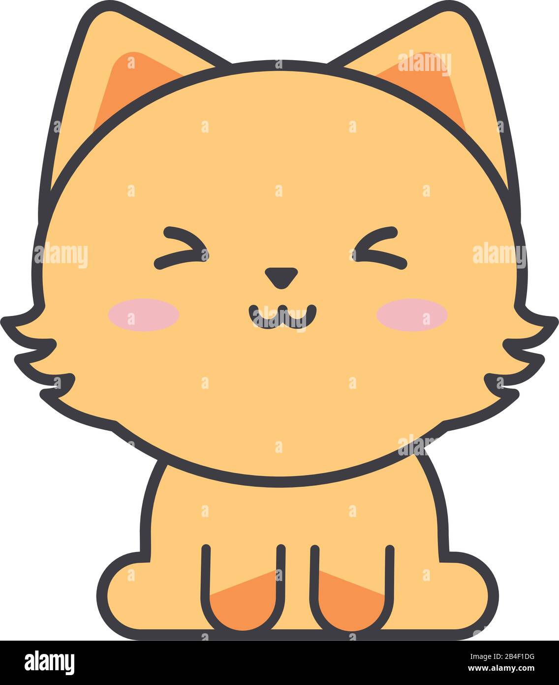 cute cat on white background, feline domestic vector illustration ...