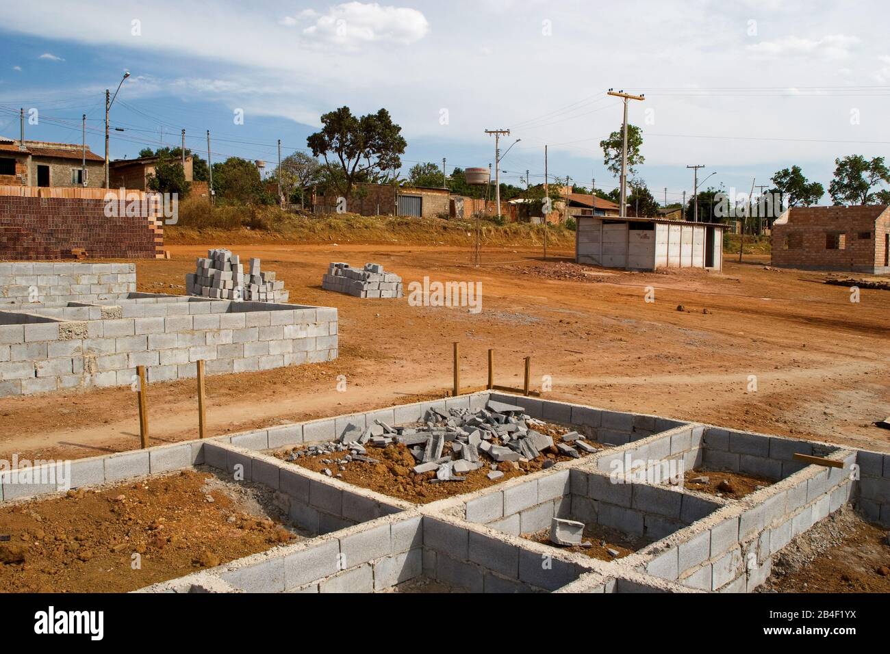 Construction of Popular Neighborhood, City, Goiânia, Goiás, Brazil Stock Photo