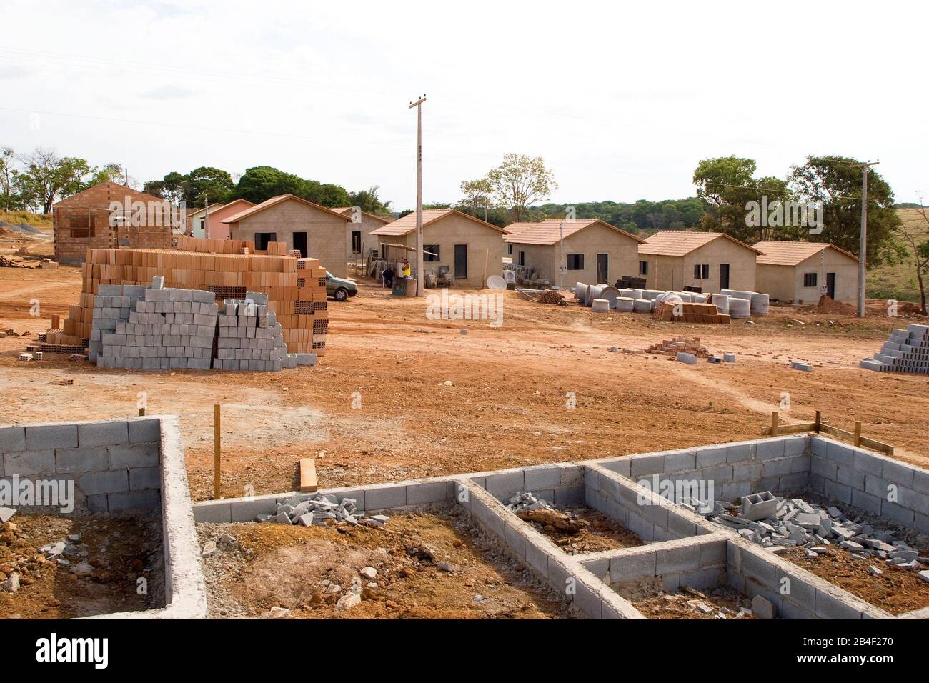 Construction of Popular Neighborhood, City, Goiânia, Goiás, Brazil Stock Photo