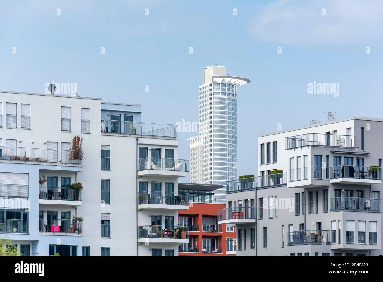 Germany, Hesse, Frankfurt, houses line at the Speicherstraße. Stock Photo