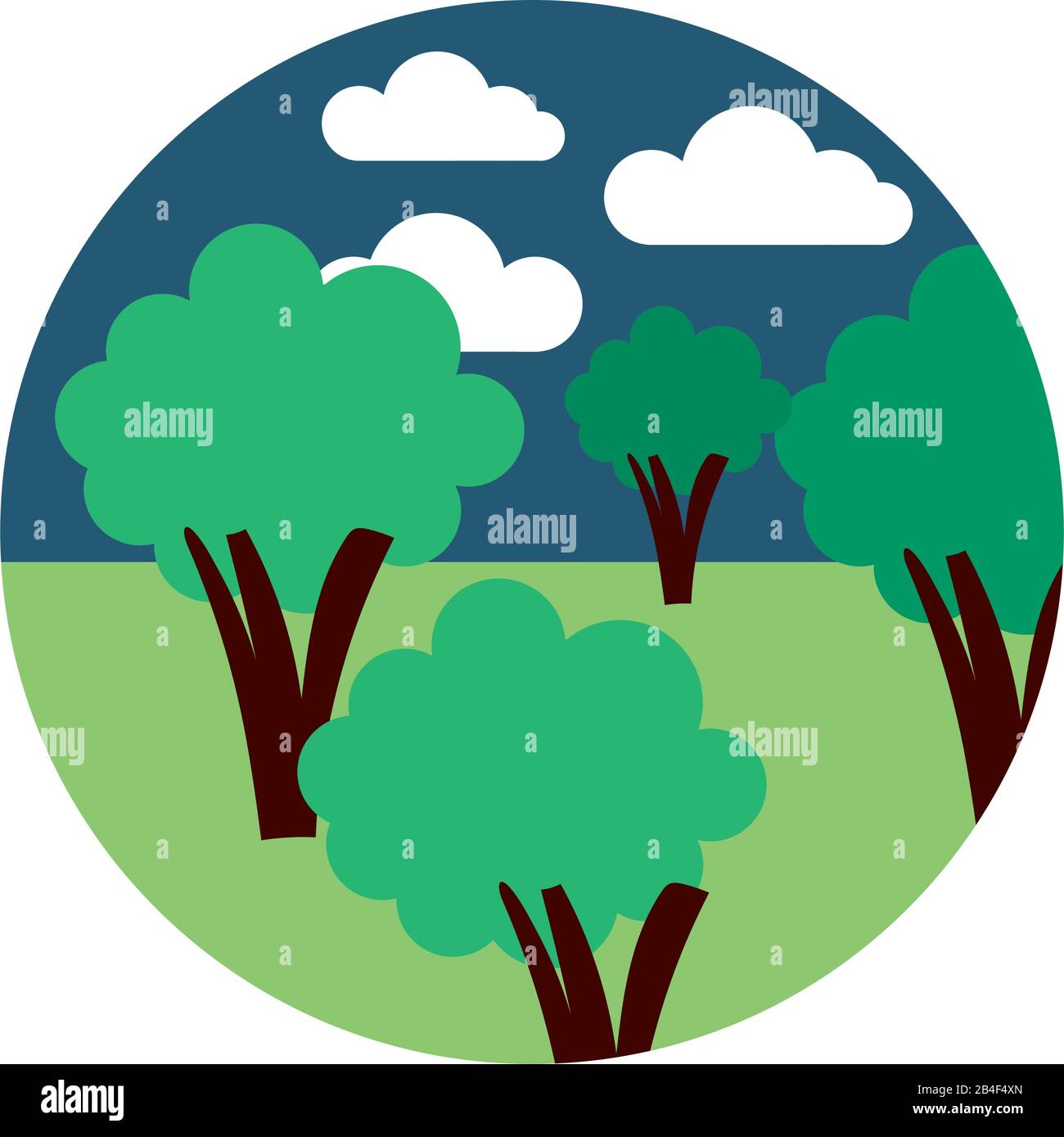 forest landscape night scene flat style icon Stock Vector Image & Art ...