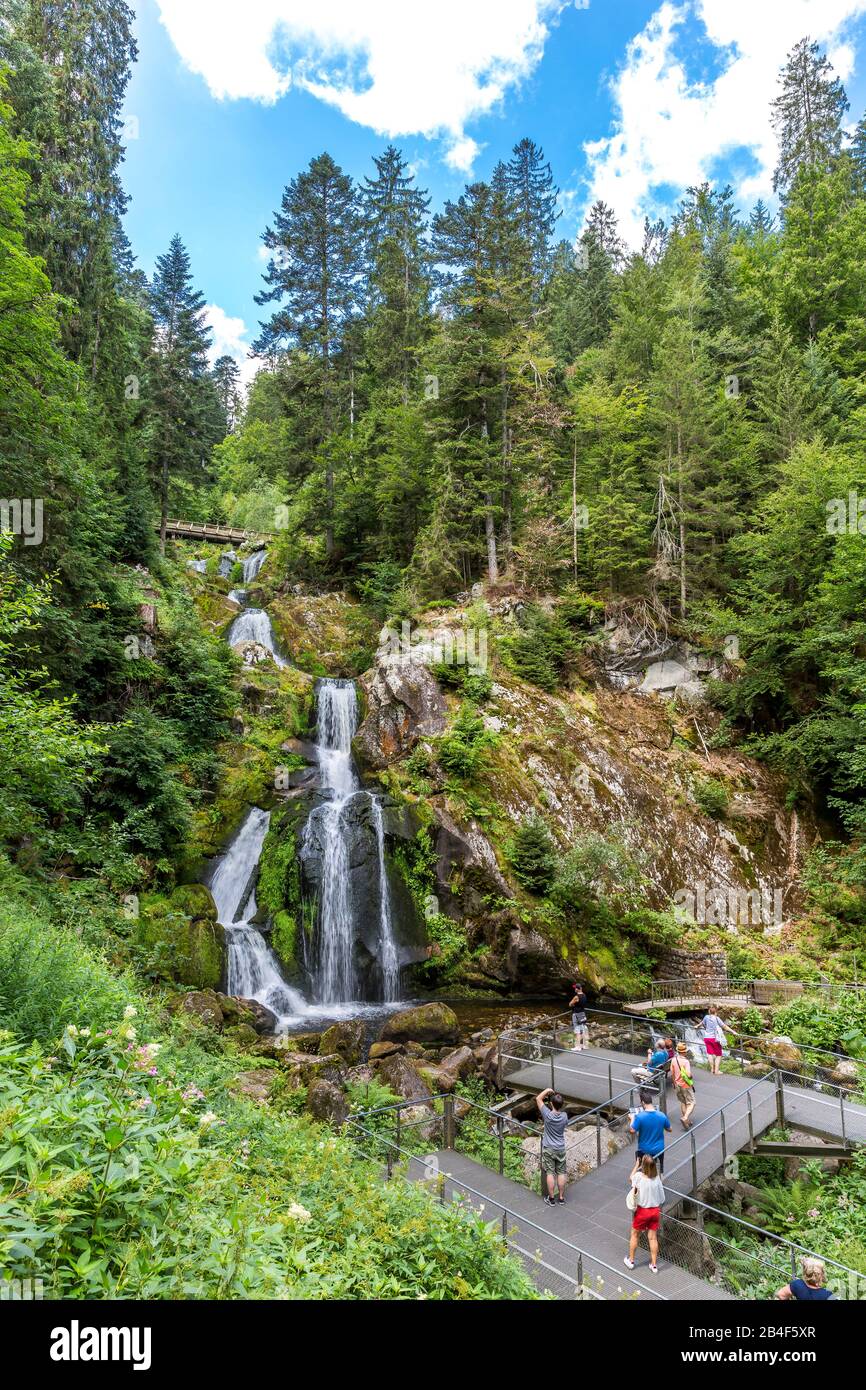 Triberger Wasserfälle, 163 m, 7 Stufen, Triberg, Schwarzwald, Baden-Württemberg, Deutschland Stock Photo