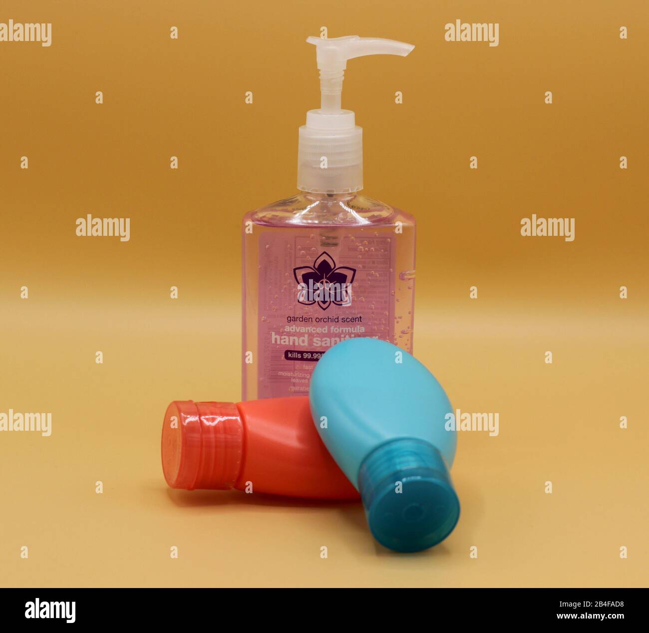 Generic hand sanitizer on gold hires stock photography and images Alamy