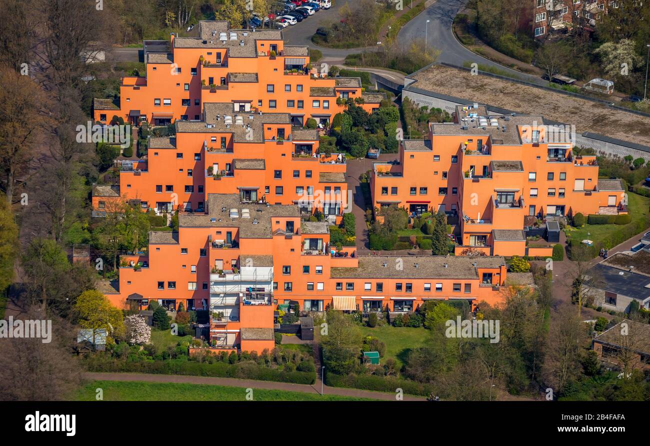 Aerial view of the Fin Cities, Finnenstadt on Napoleonsweg with large terraces in Dorsten in the Ruhr area in the state of North Rhine-Westphalia, Germany Stock Photo