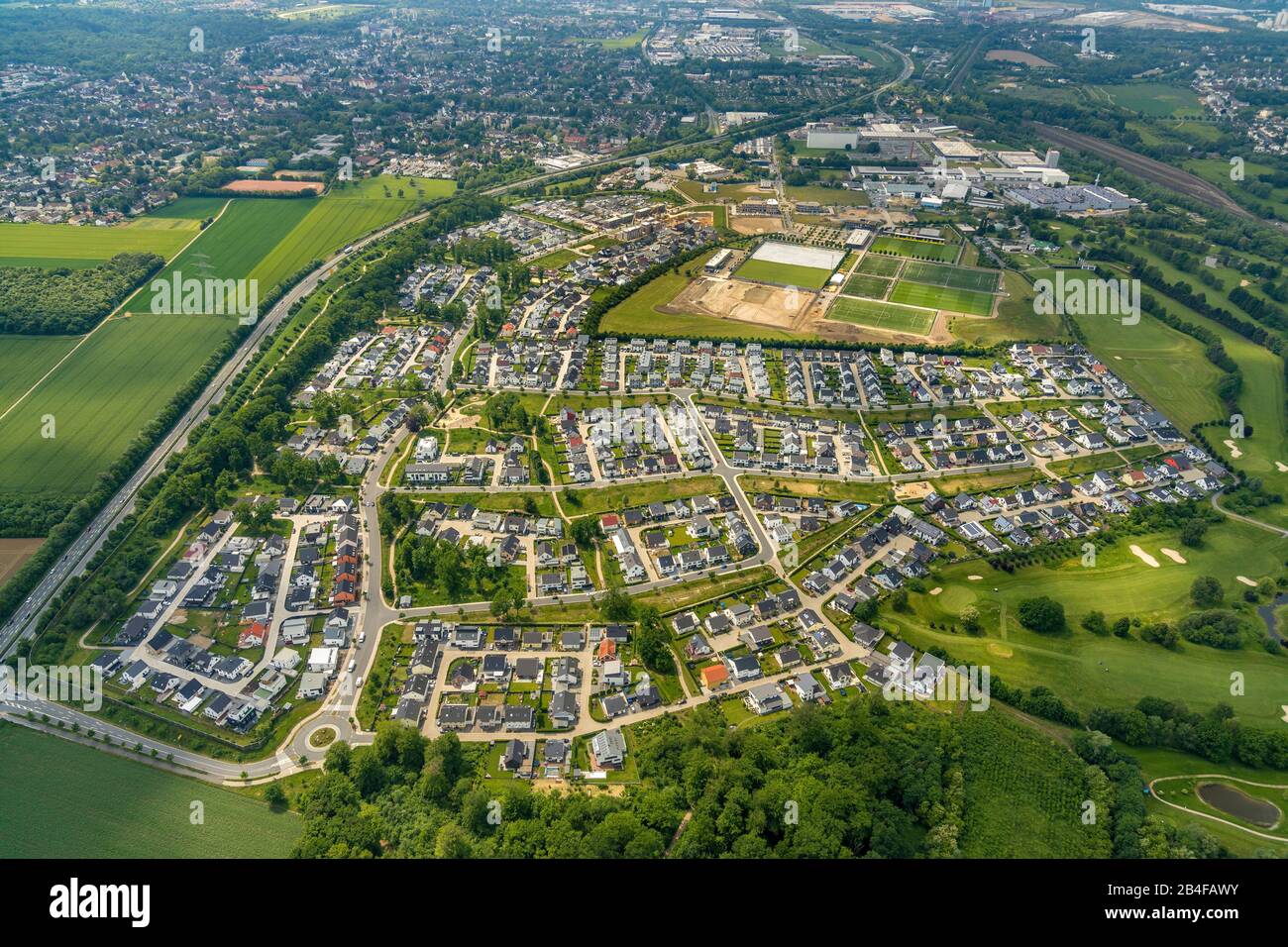 Aerial view of the Hohenbuschei development area in Dortmund Brackel in Dortmund, Ruhrgebiet, North Rhine-Westphalia, Germany Stock Photo