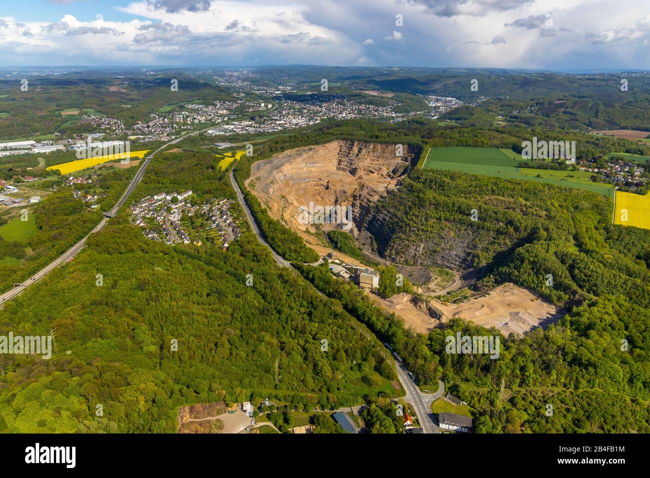 Aerial view of Hagen Halden quarry near Herbeck in Hagen in the Ruhr