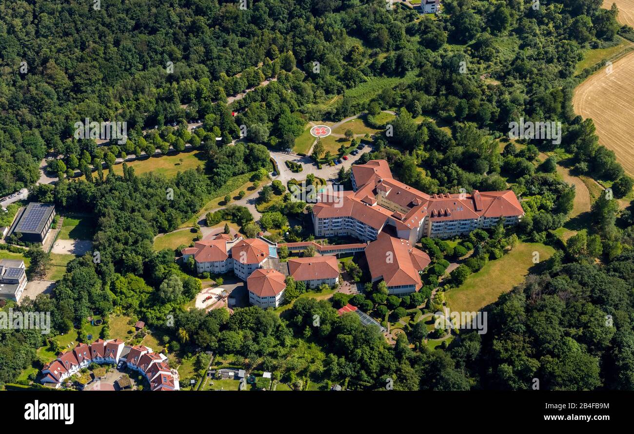 Aerial view of Helios Klinik Hattingen, rehabilitation clinic in Hattingen, Ruhrgebiet, North Rhine-Westphalia, Germany, Stock Photo