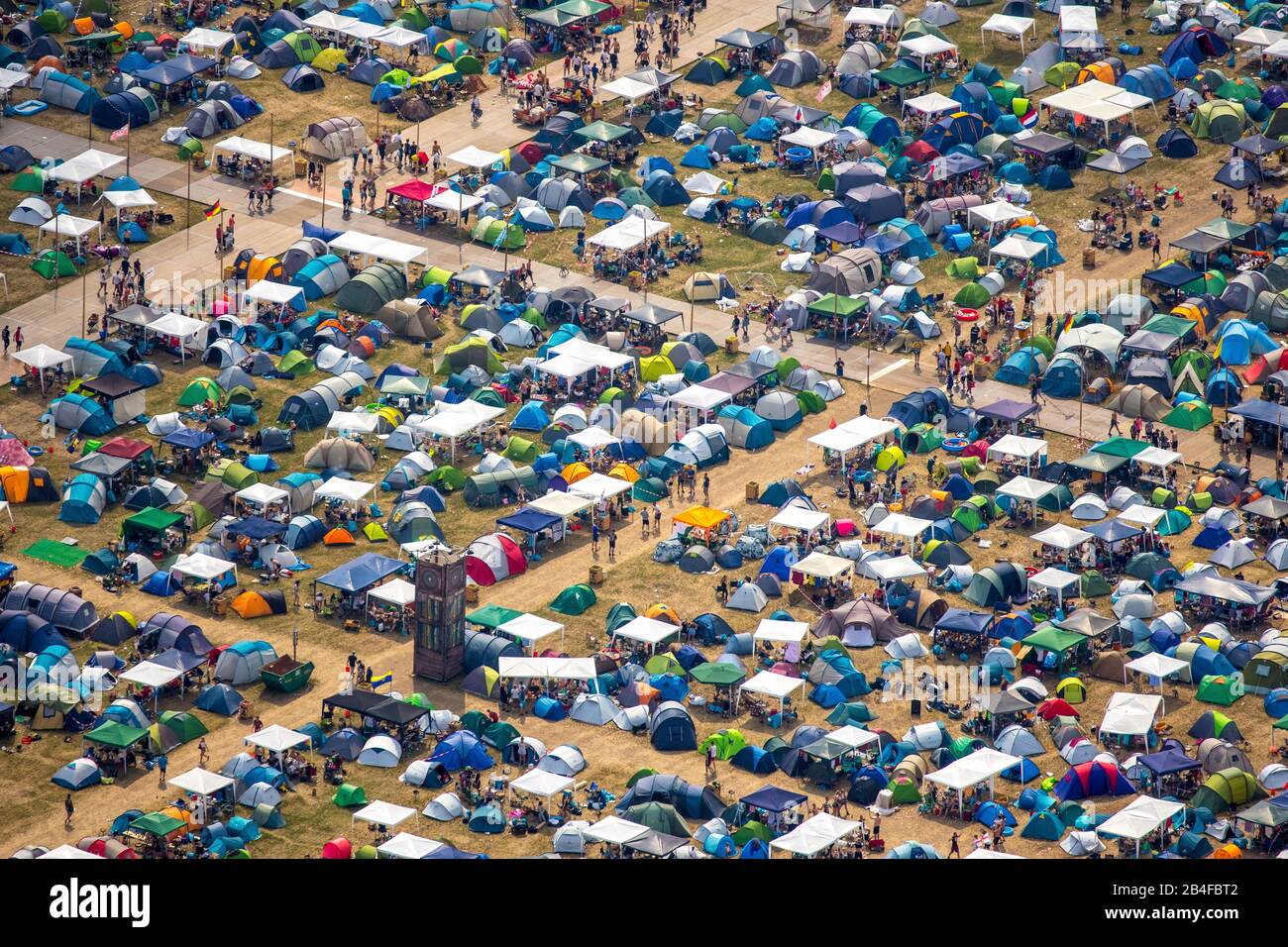 Aerial Festival ParookaVille 2019 at Weeze Airport, multi-day music festival in the field of electronic dance music in Weeze, Lower Rhine, North Rhine-Westphalia, Germany Stock Photo