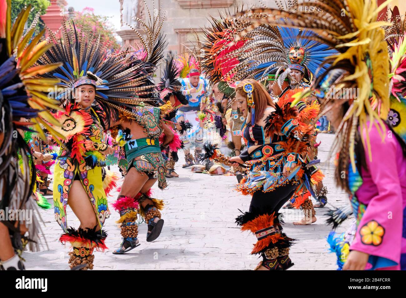 San Miguel de Allende, Mexico, March 6th, 2020. Group of dancers part ...