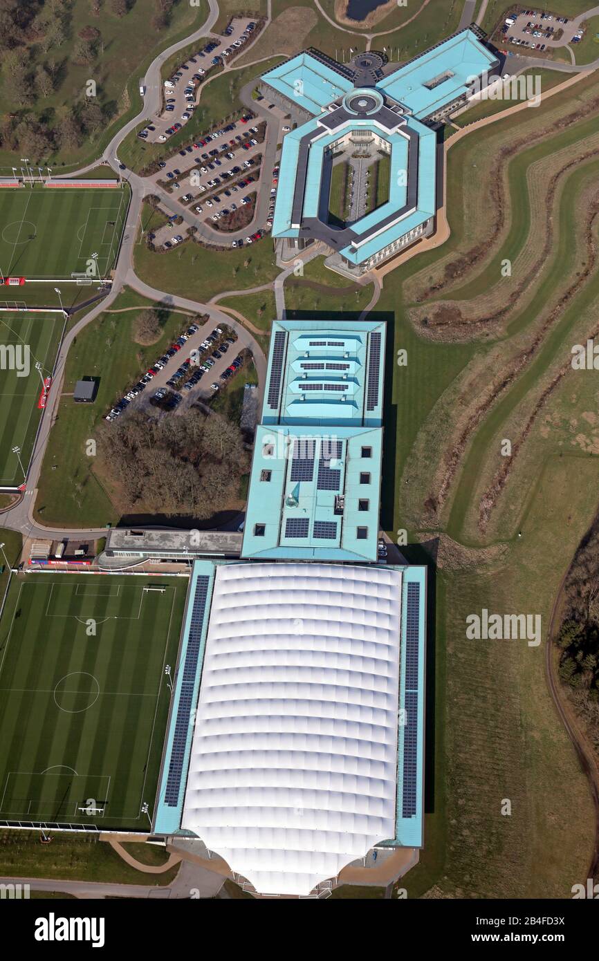 aerial view of St George's Park England Training camp facility at Tatenhill, Derby Stock Photo