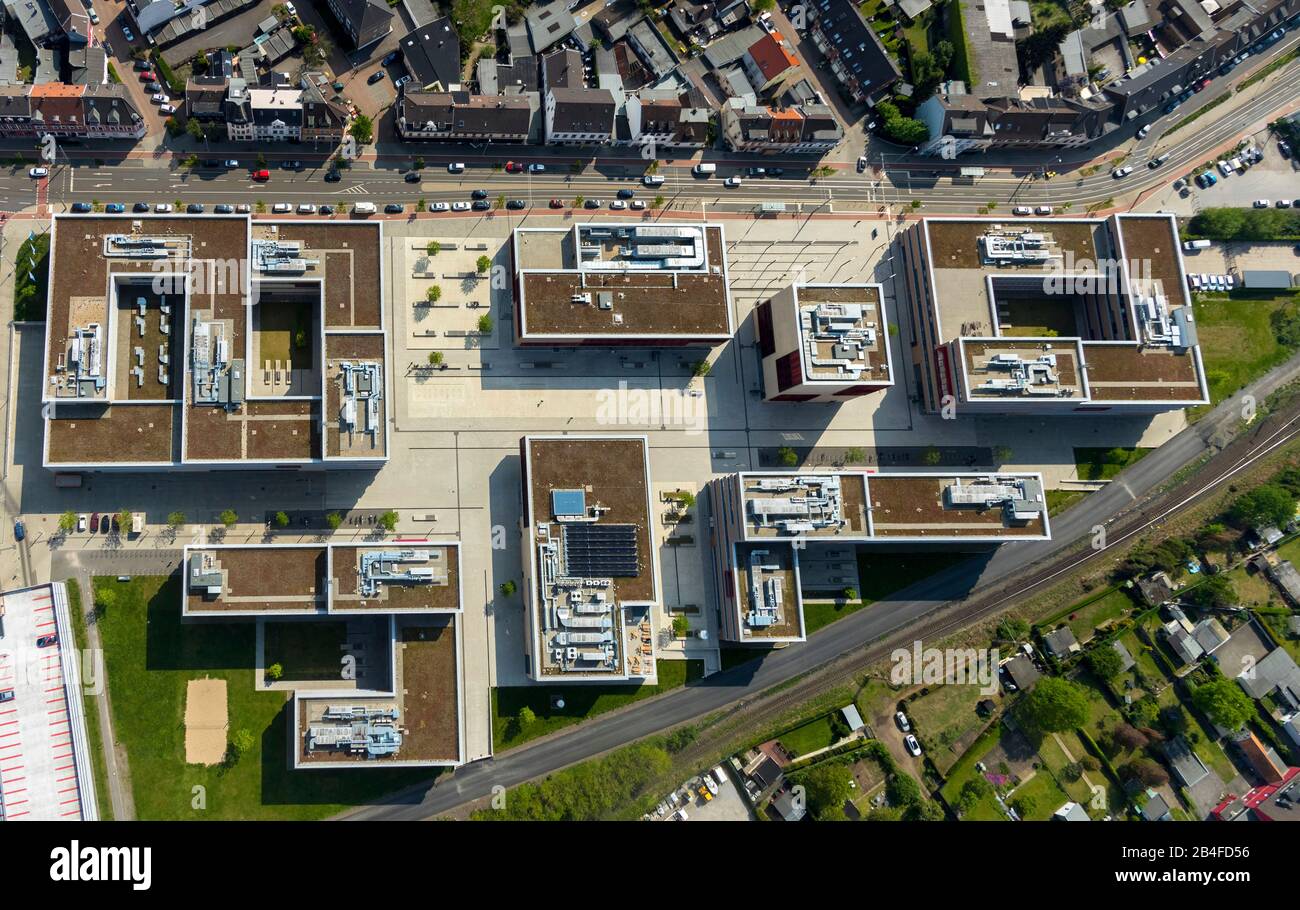 Aerial photo of the HRW Hochschule Ruhr West in Mülheim an der Ruhr in the Ruhr area in the federal state North Rhine-Westphalia, Germany. Stock Photo