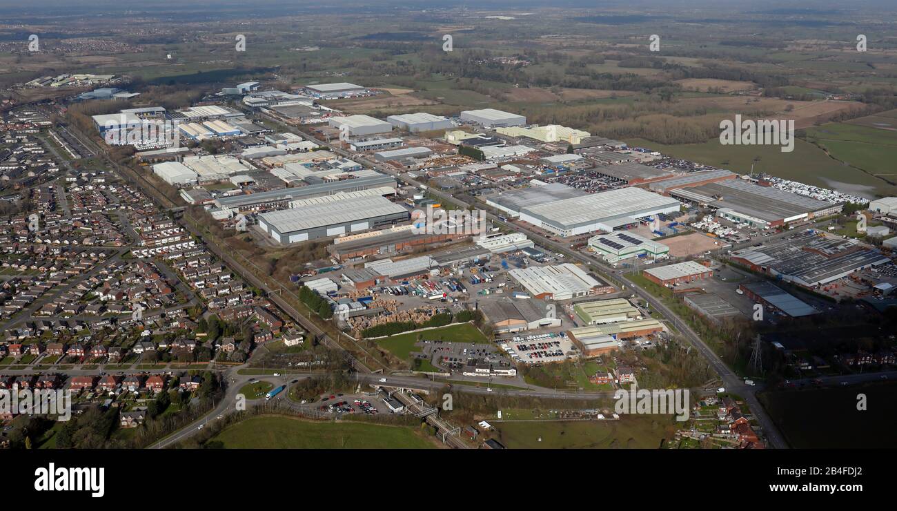 aerial view of Winsford Industrial Estate, Cheshire, UK Stock Photo