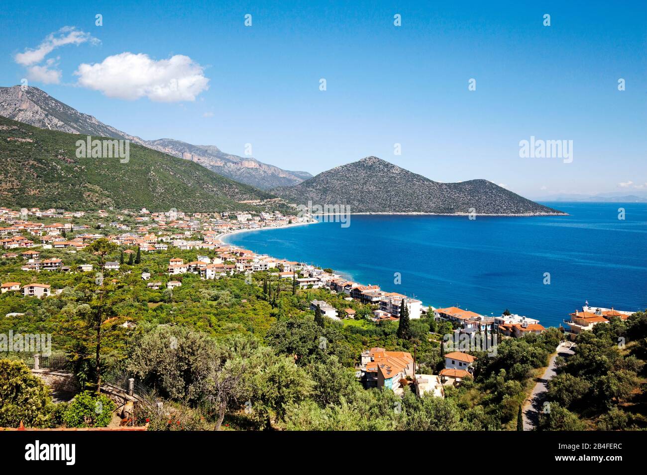 The emerging seaside resort of Tíros in the Arcadia region, Greece Stock Photo