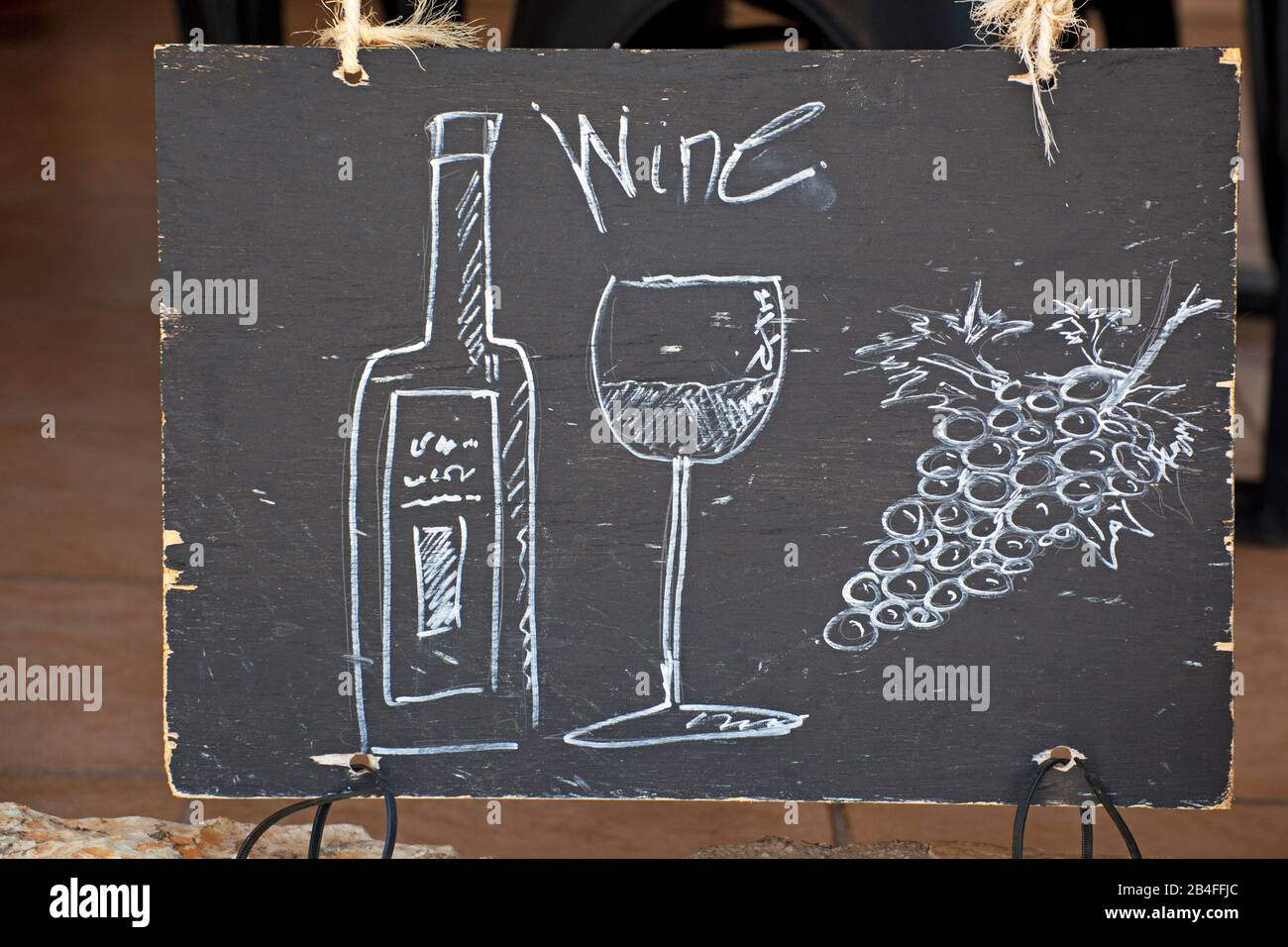 Advertising for a wine bar in Greece Stock Photo
