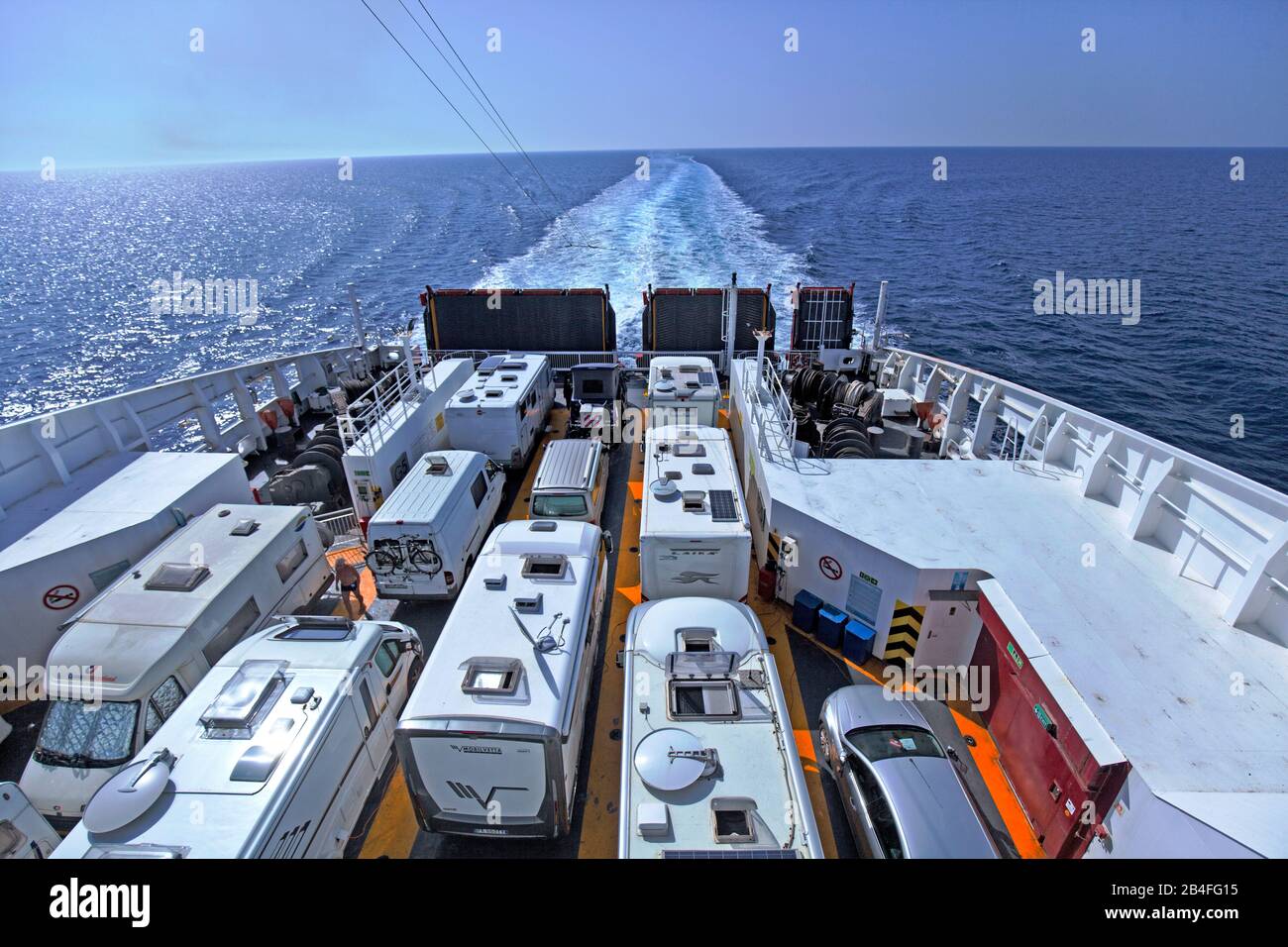 Camping on board on the ferry in the Mediterranean Stock Photo - Alamy