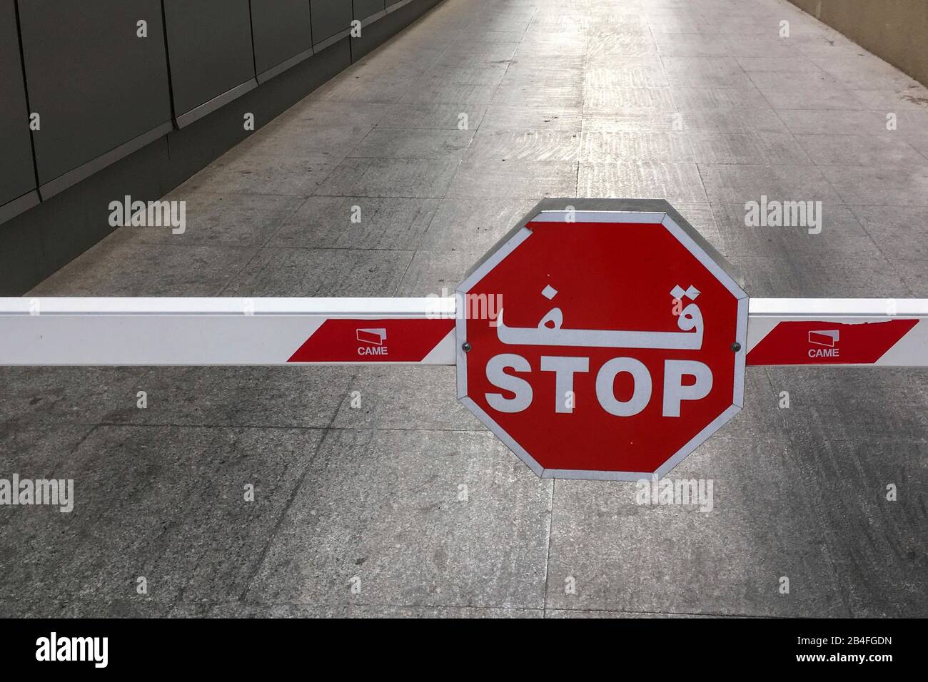 Barrier with stop signal, Muscat, Oman, Asia Stock Photo