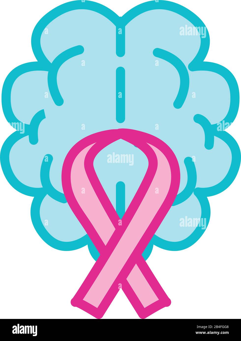 brain human with campaign ribbon line and fill style icon Stock Vector ...