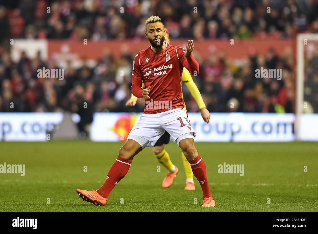 NOTTINGHAM, ENGLAND - MARCH 7TH John Bostock (13) of Nottingham Forest during the Sky Bet Championship match between Nottingham Forest and Millwall at the City Ground, Nottingham on Saturday 7th March 2020. (Credit: Jon Hobley | MI News) Photograph may only be used for newspaper and/or magazine editorial purposes, license required for commercial use Credit: MI News & Sport /Alamy Live News Stock Photo