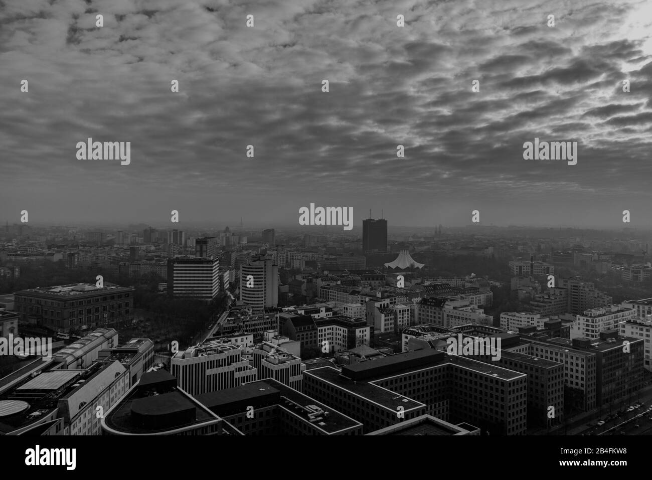 Berlin, Germany, December 1, 2018, above the rooftops of Berlin, panoramic view Stock Photo