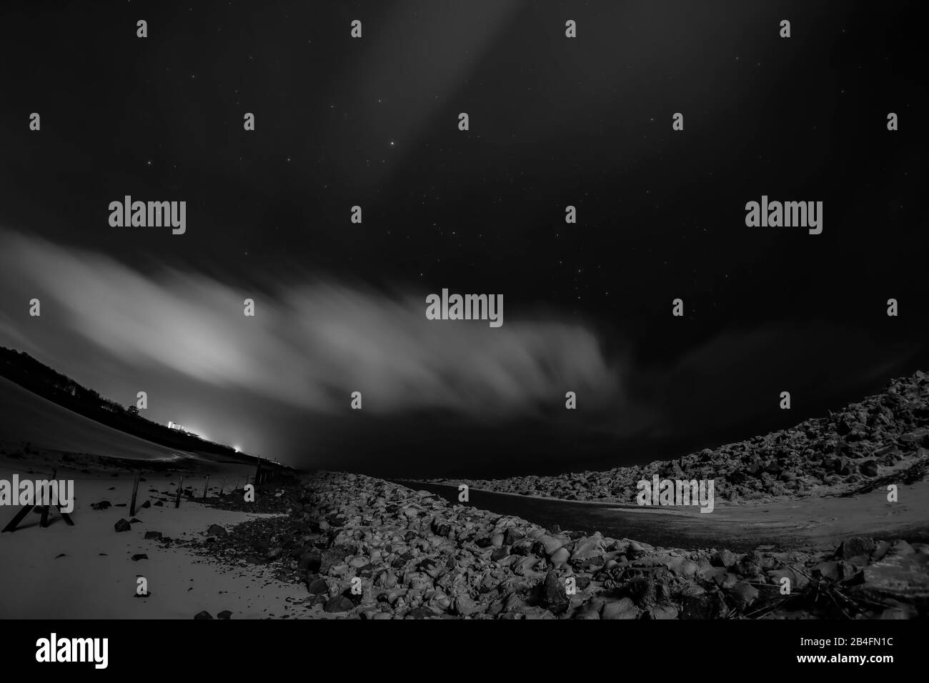 Starry sky with clouds Black and White Stock Photos & Images - Alamy