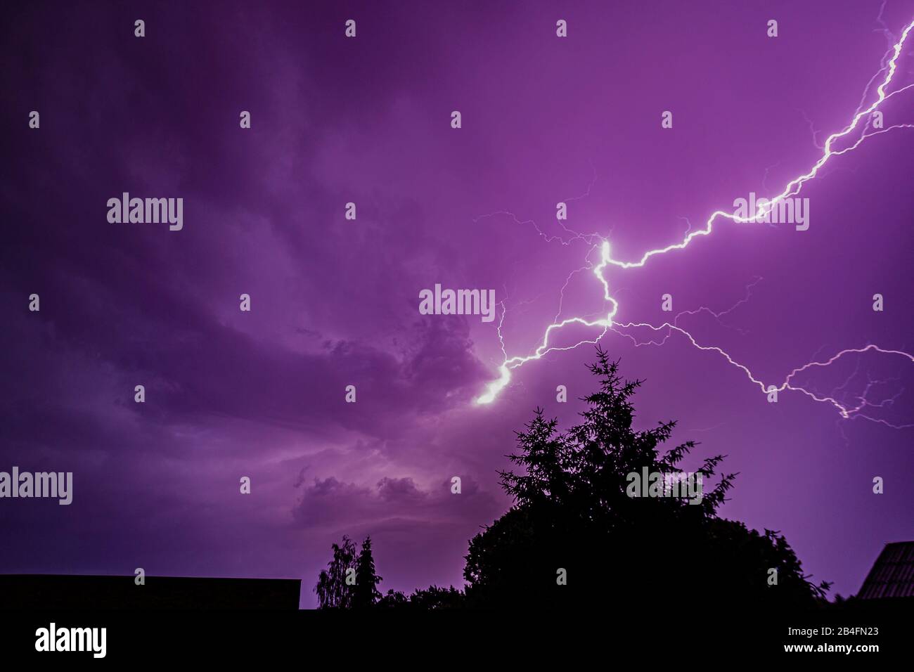 Thunderstorm with lightnings Stock Photo