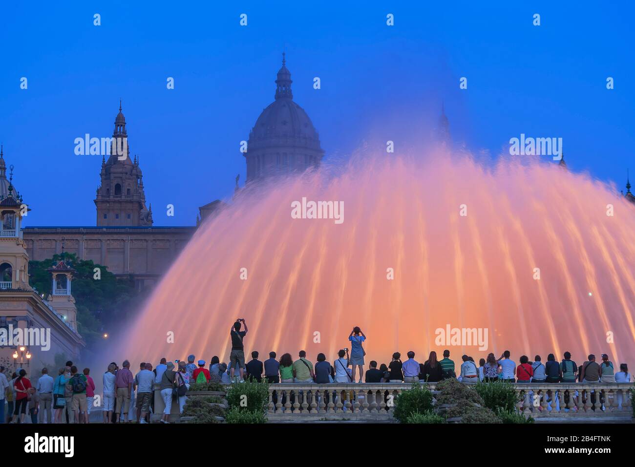 The Magic Fountain and Palace of Montjuic, Barcelona, Catalonia, Spain