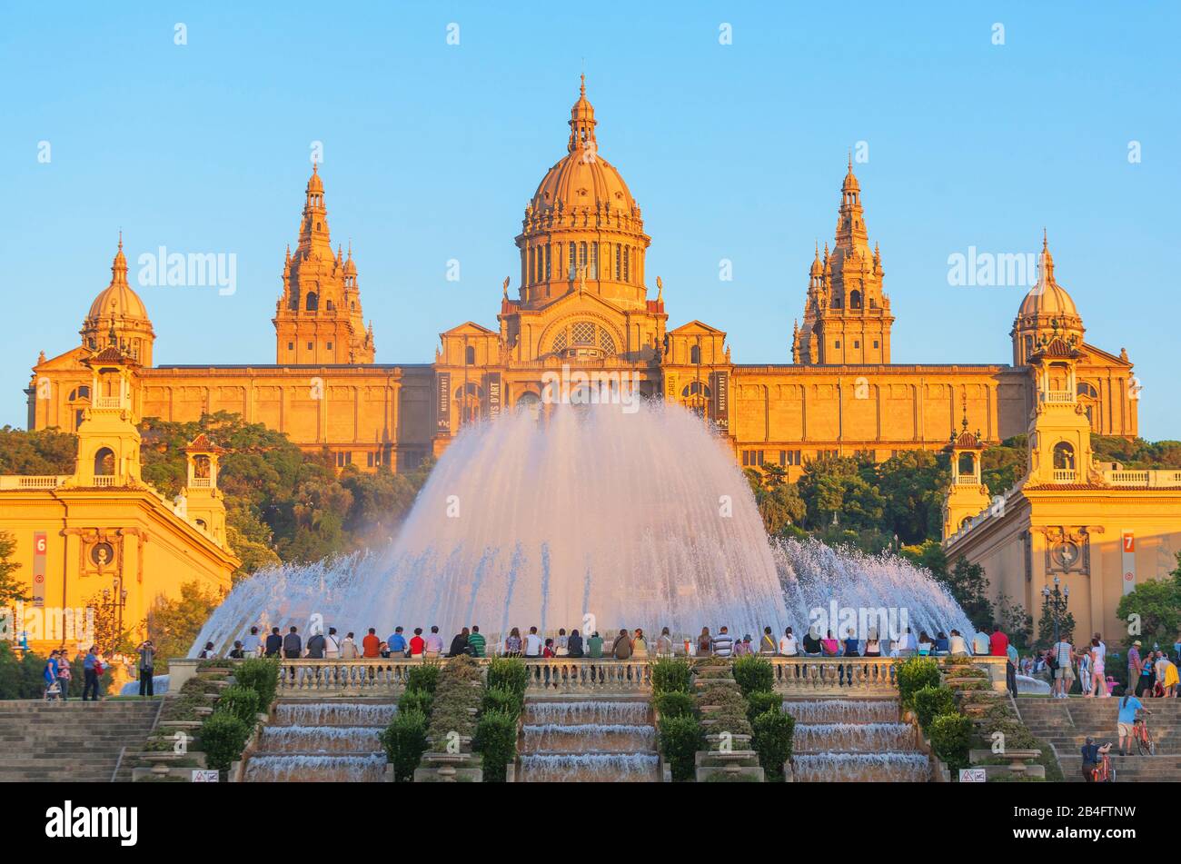 The Magic Fountain and Palace of Montjuic, Barcelona, Catalonia, Spain