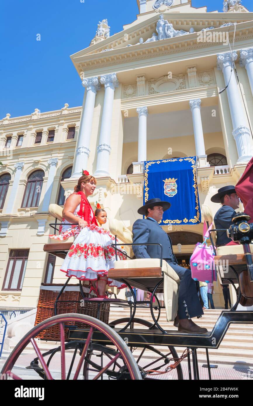 Traditional spanish horse carriage parading in the streets hires stock