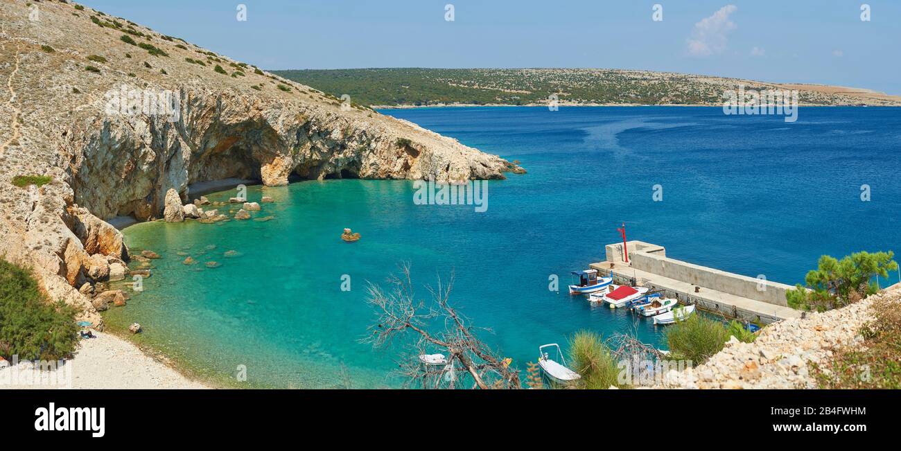 Landschaft von der Küste von Belej (Koromačna), Vegetation, Cres, Kroatien, Europa Stock Photo