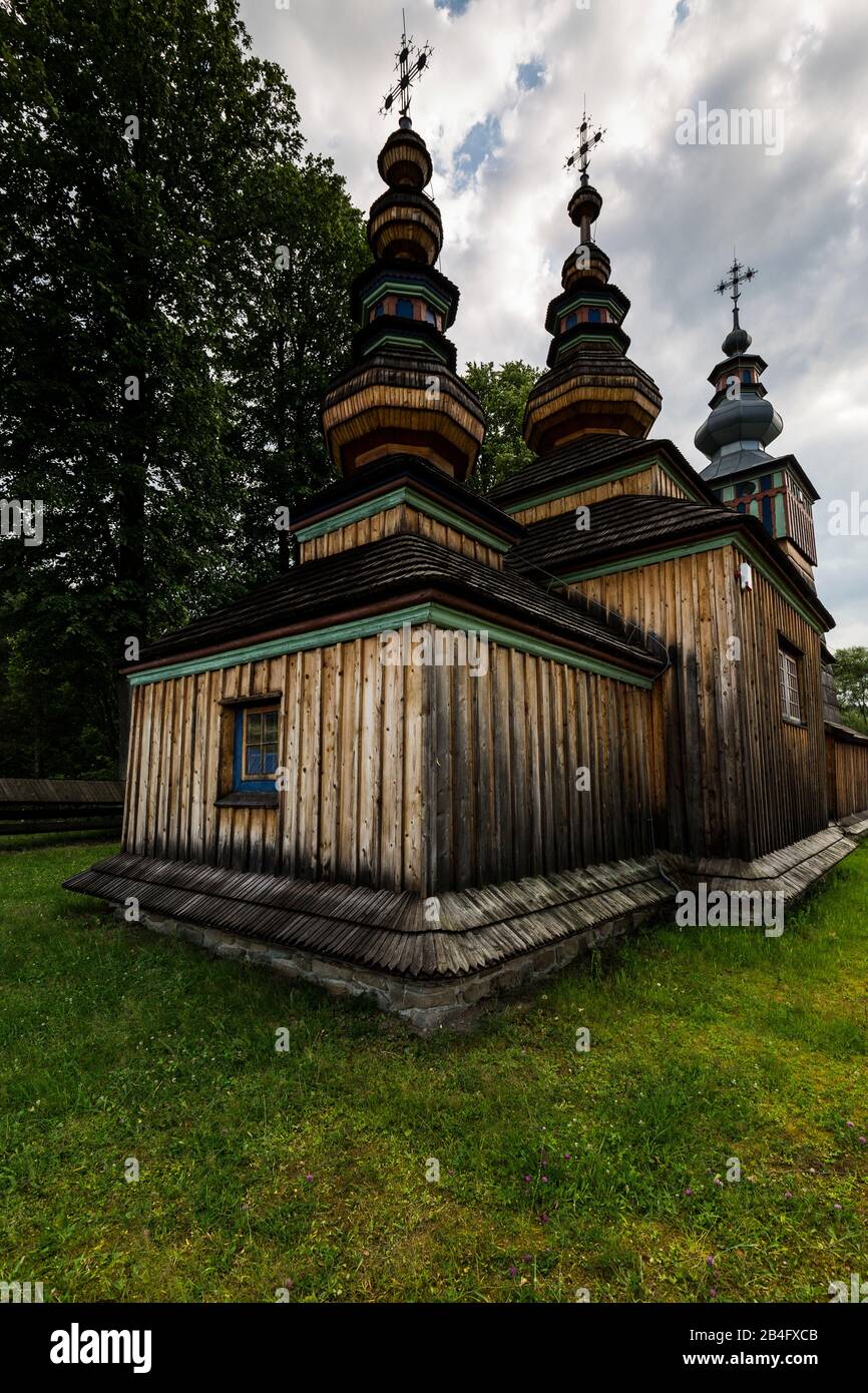 Europe, Poland, Podkarpackie Voivodeship, Wooden Architecture Route, Swiatkowa Mala Stock Photo