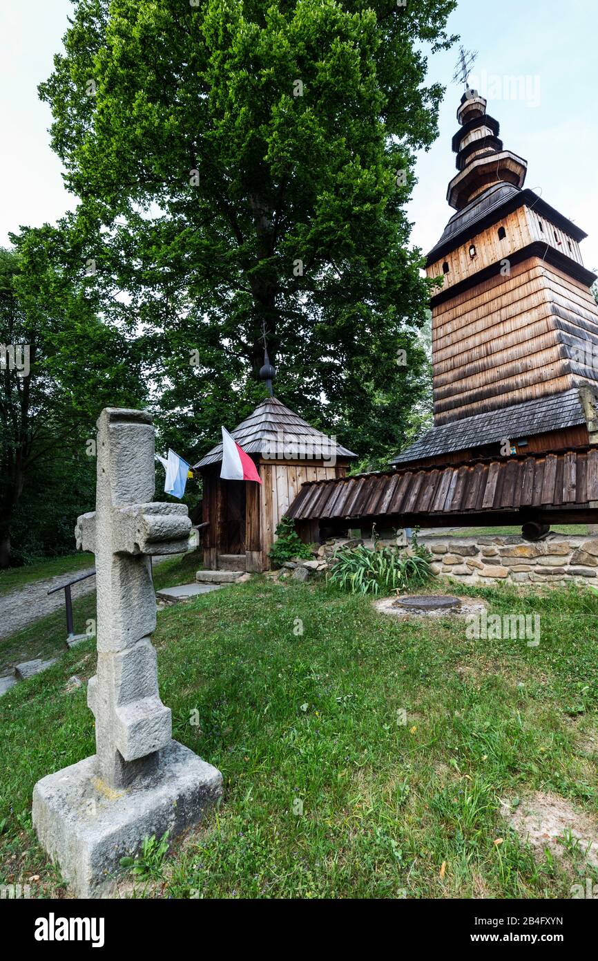 Europe, Poland, Podkarpackie Voivodeship, Wooden Architecture Route, Kotan - church Stock Photo