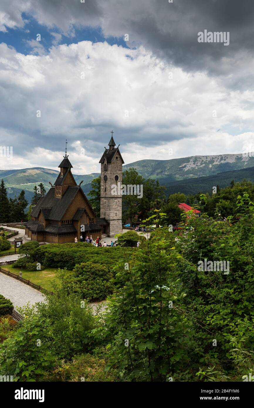 Europe, Poland, Lower Silesia, Vang Stave Church in Karpacz / Stabkirche Wang Stock Photo