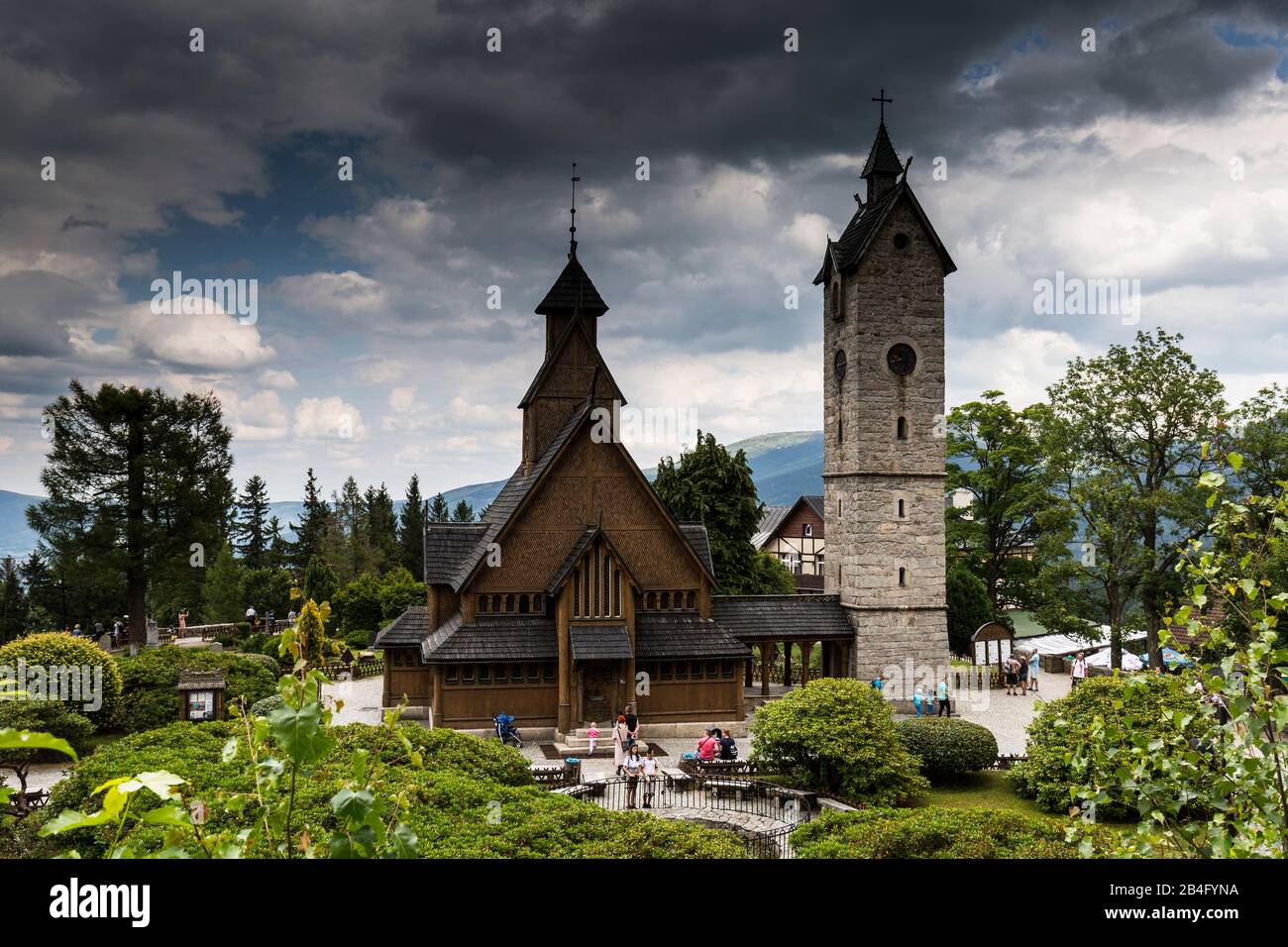 Europe, Poland, Lower Silesia, Vang Stave Church in Karpacz / Stabkirche Wang Stock Photo