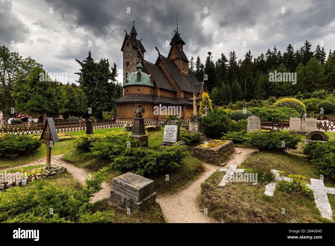 Europe, Poland, Lower Silesia, Vang Stave Church in Karpacz / Stabkirche Wang Stock Photo