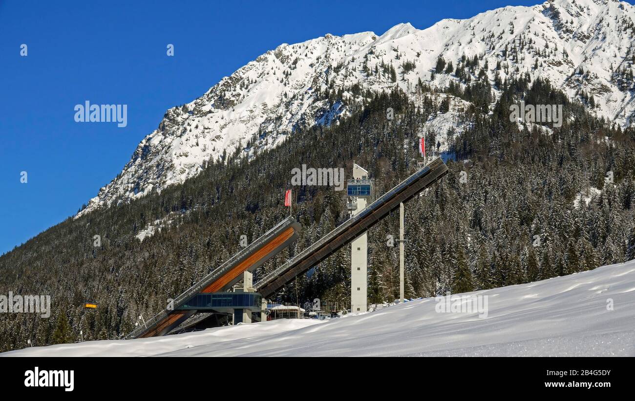 Ski-jumping installation Audi Arena, Oberstdorf, Upper Allgaeu, Bavarian Swabia, Bavaria, Germany Stock Photo