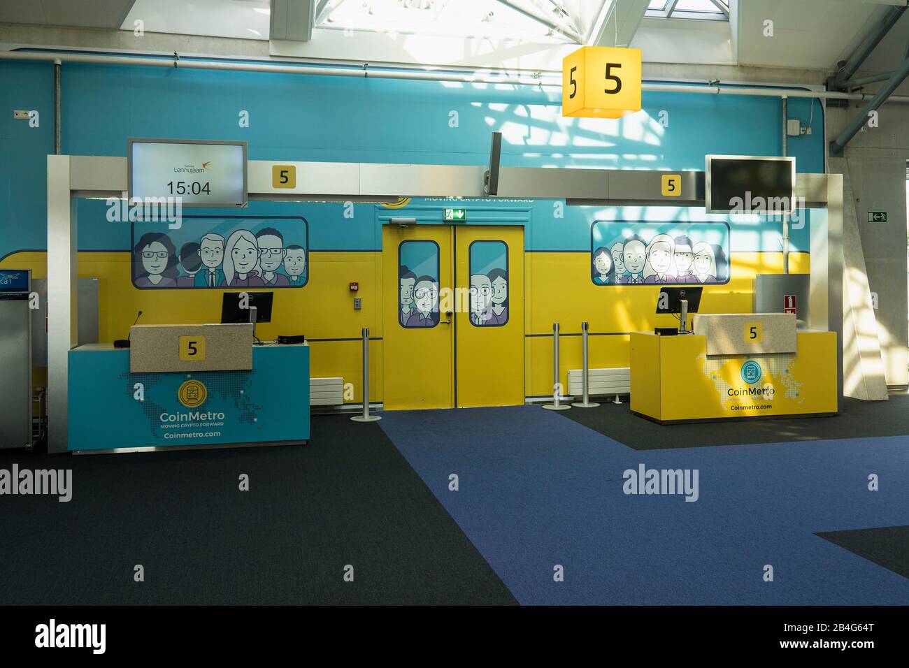 Estonia, Tallinn, Airport, Airport Lennart Meri, modern passenger terminal, Gate 5, 'subway'. Stock Photo
