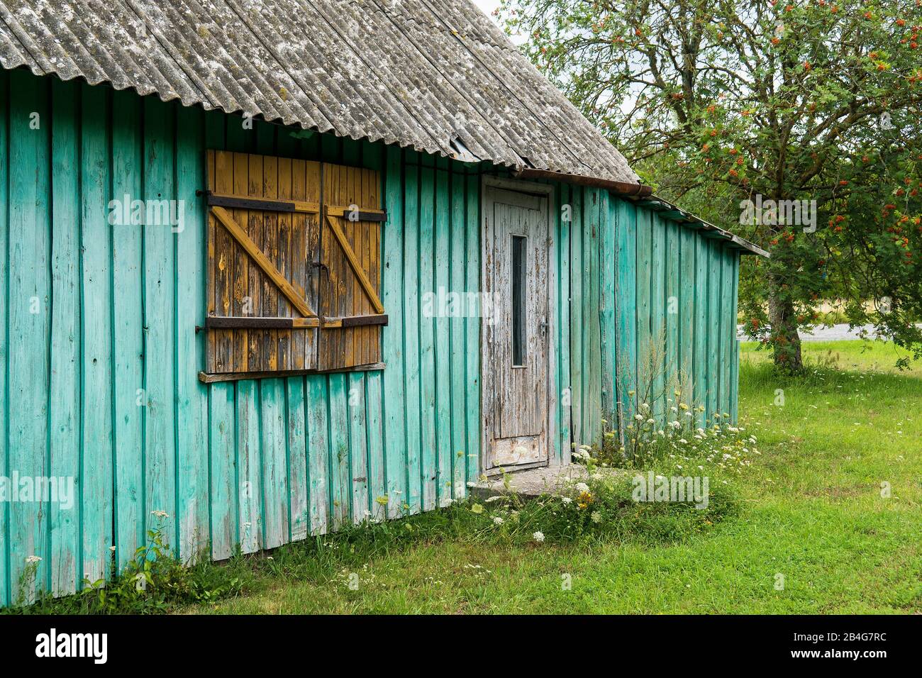 Estonia, Saaremaa, Kihelkonna, woodshed Stock Photo