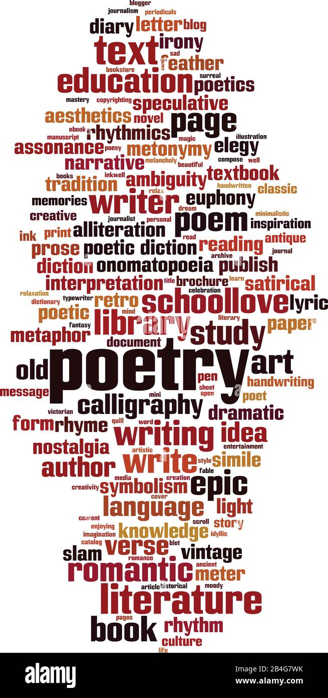 Poetry word cloud concept. Collage made of words about poetry. Vector illustration Stock Vector