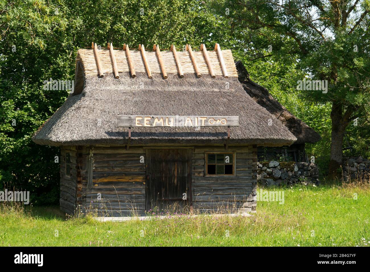 Estland, Ostseeinsel Muhu, Linnuse, Eemu-Bockwindmühle, Eemu Tuulik, Museum Stock Photo