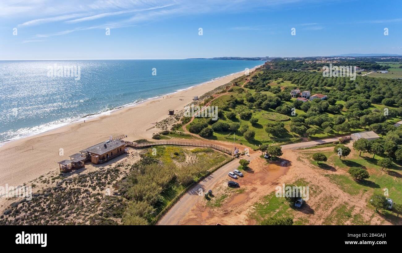 Aerial. Beautiful beach near vilamoura Portugal Algarve Stock Photo