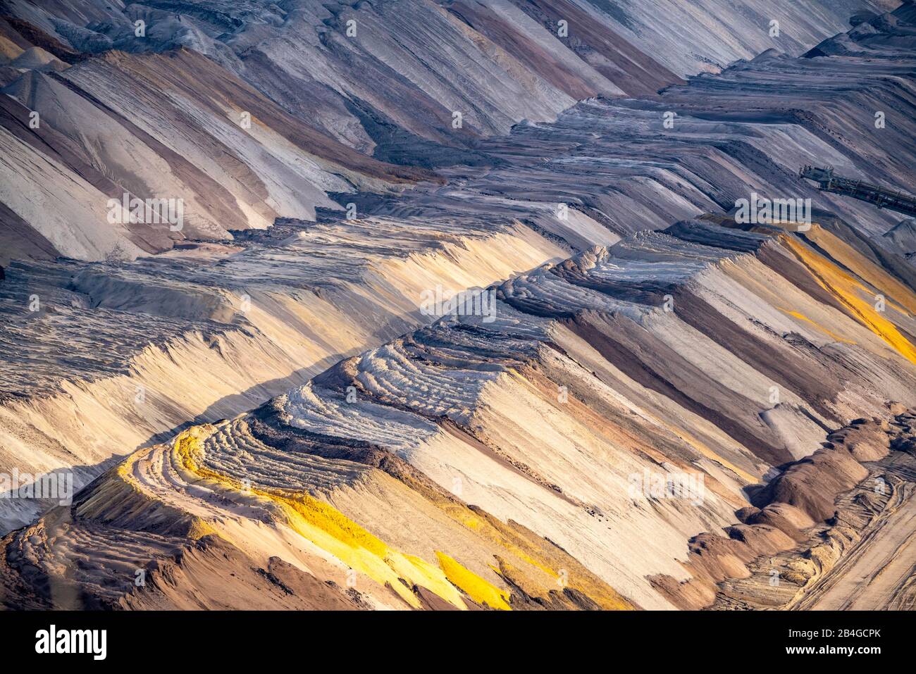 Lignite opencast mine Garzweiler II, filled up layers of earth, overburden, Germany, Stock Photo
