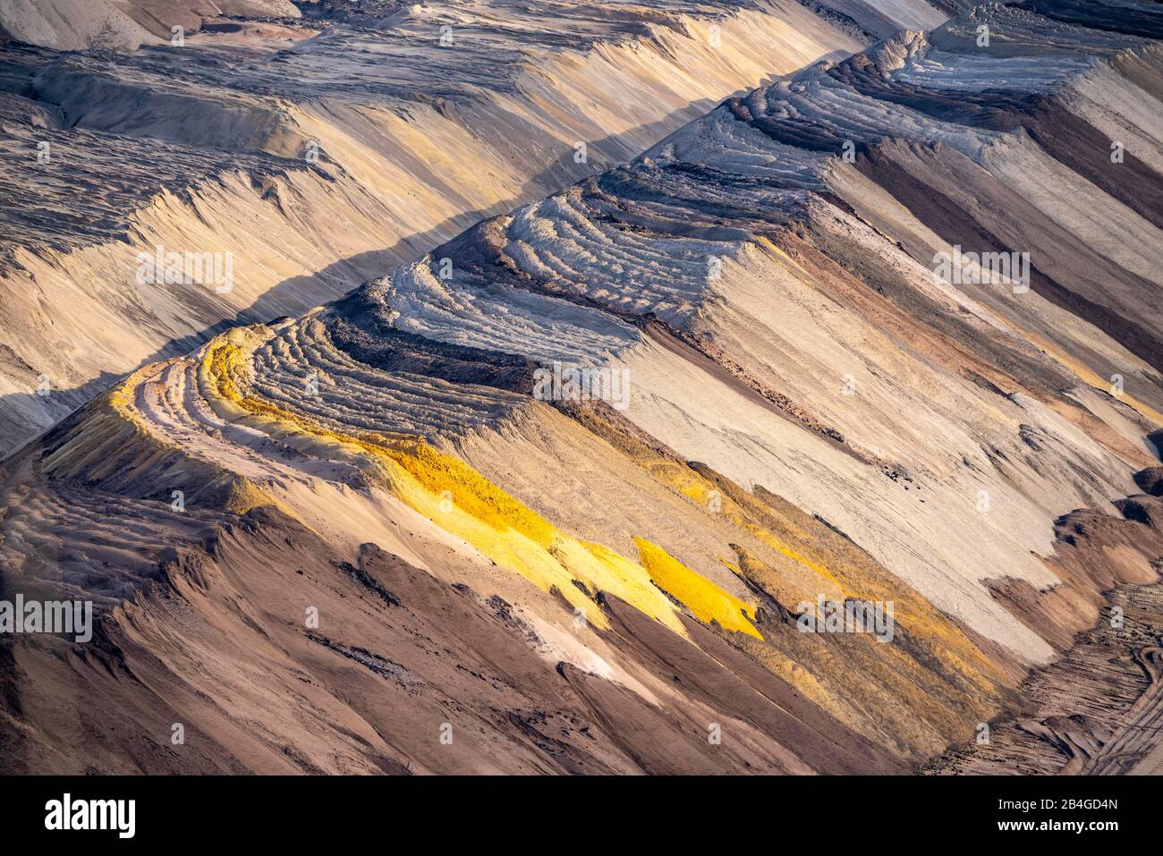 Lignite opencast mine Garzweiler II, filled up layers of earth, overburden, Germany, Stock Photo