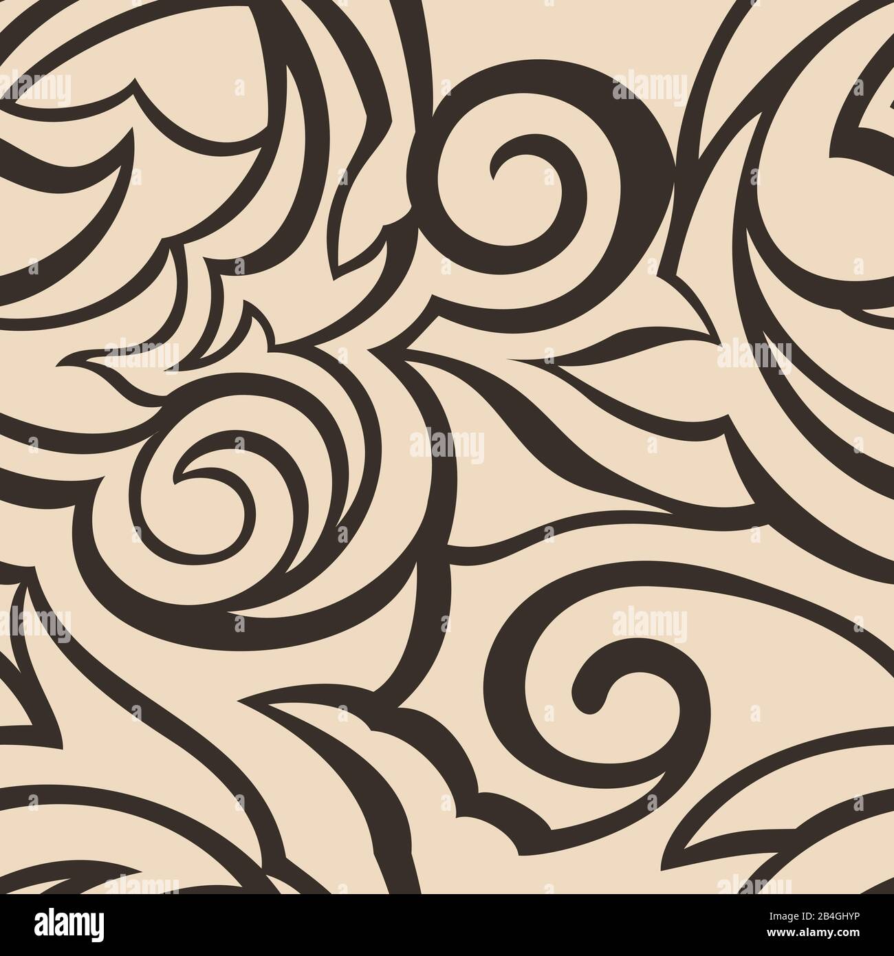 Vector texture of beige color isolated on brown background. Spirals and