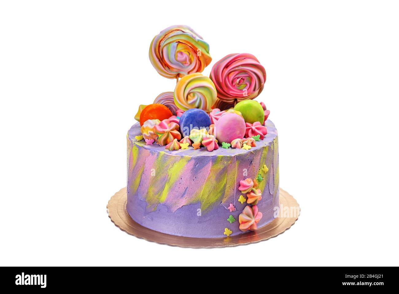 Colorful delicious cake with marshmallows and candies Stock Photo - Alamy