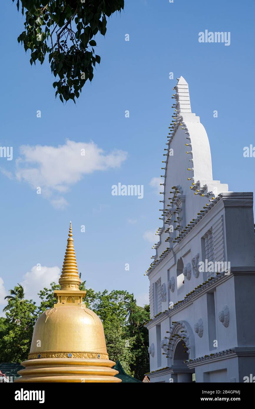 Golden dome and facade of a house with elaborate lighting Stock Photo