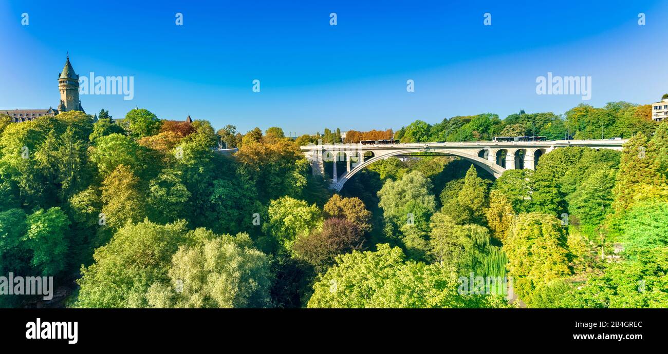Luxembourg, view on Adolphe bridge, Luxembourg city Stock Photo