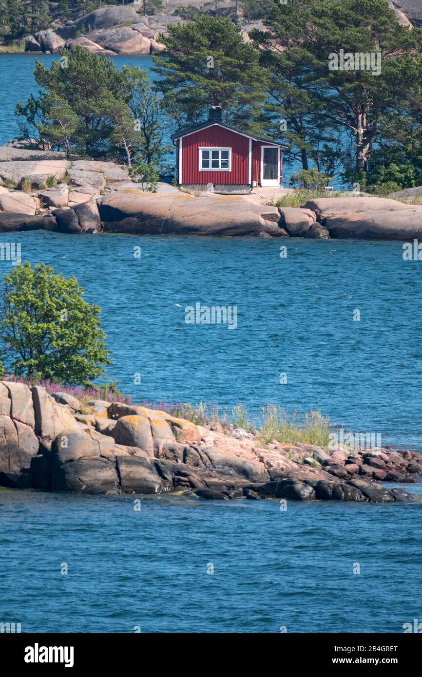 Lonely holiday home on the Ã…land islands. Stock Photo