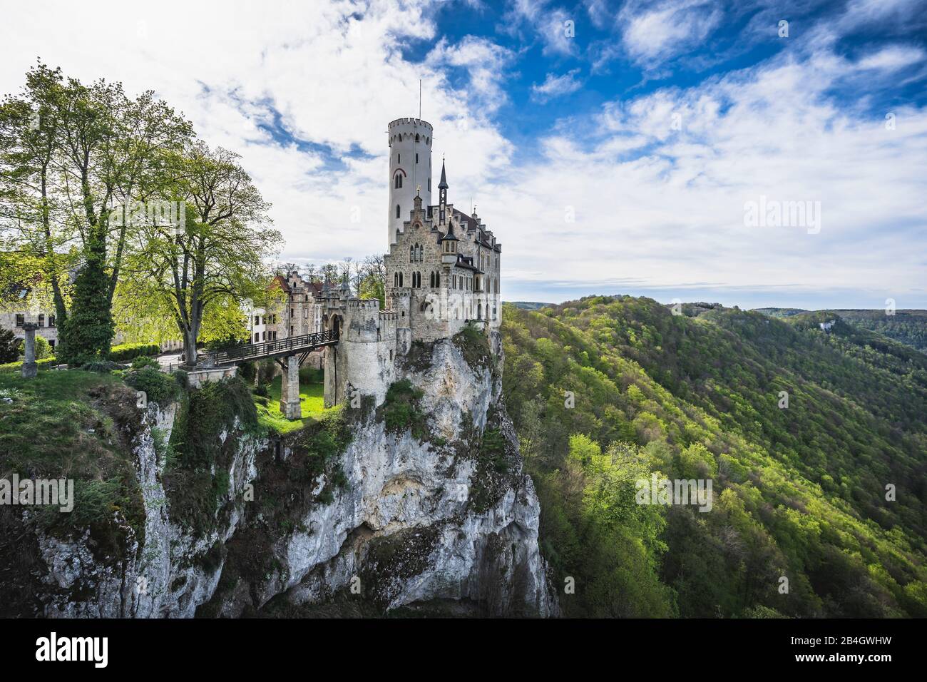 Schloss Lichtenstein, Märchenschloss Württembergs, Reutlingen, Baden-Württemberg, Deutschland, Europa Stock Photo