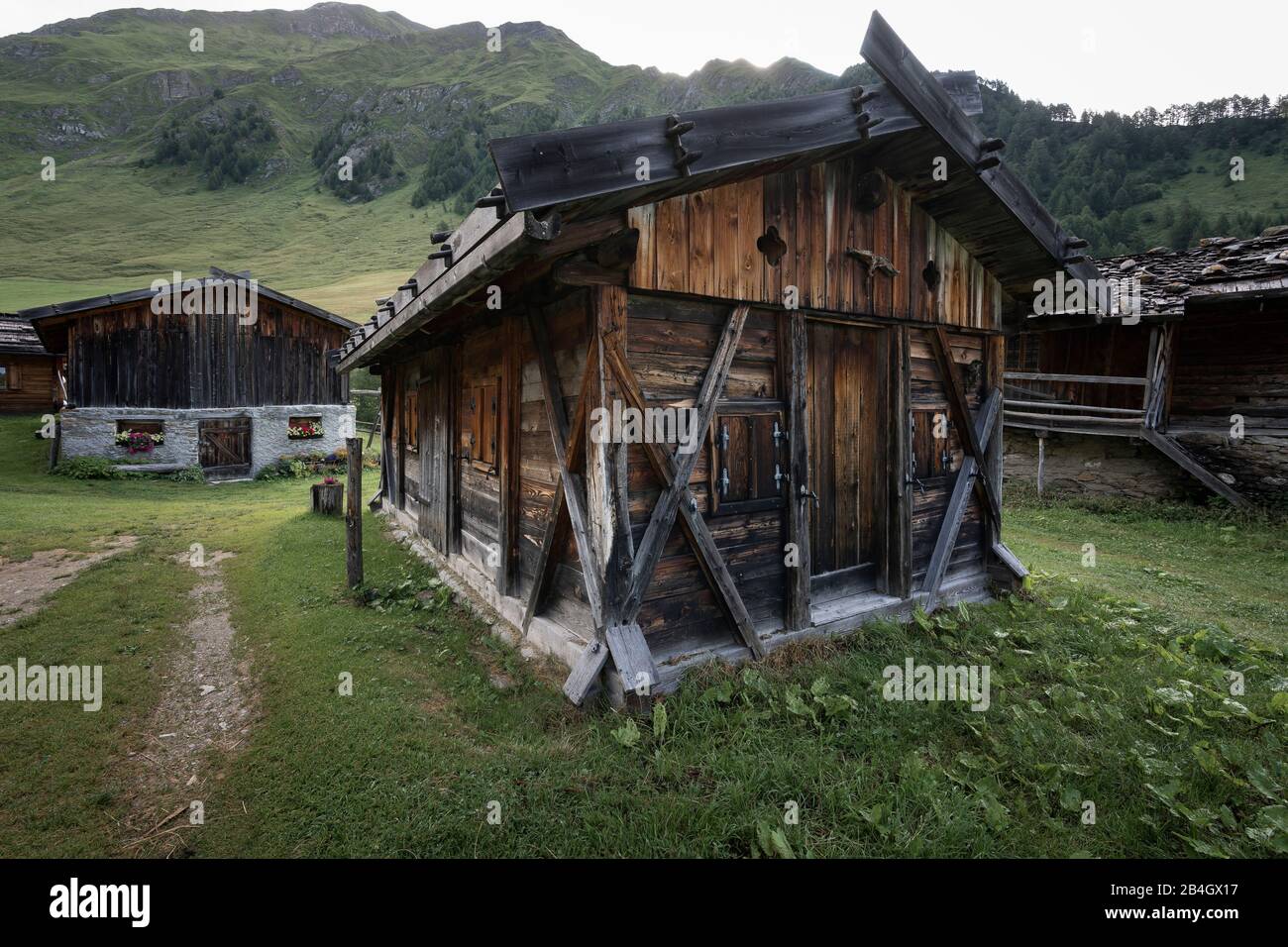 Fane Alm, Almdorf, South Tyrol, Italy, Europe Stock Photo