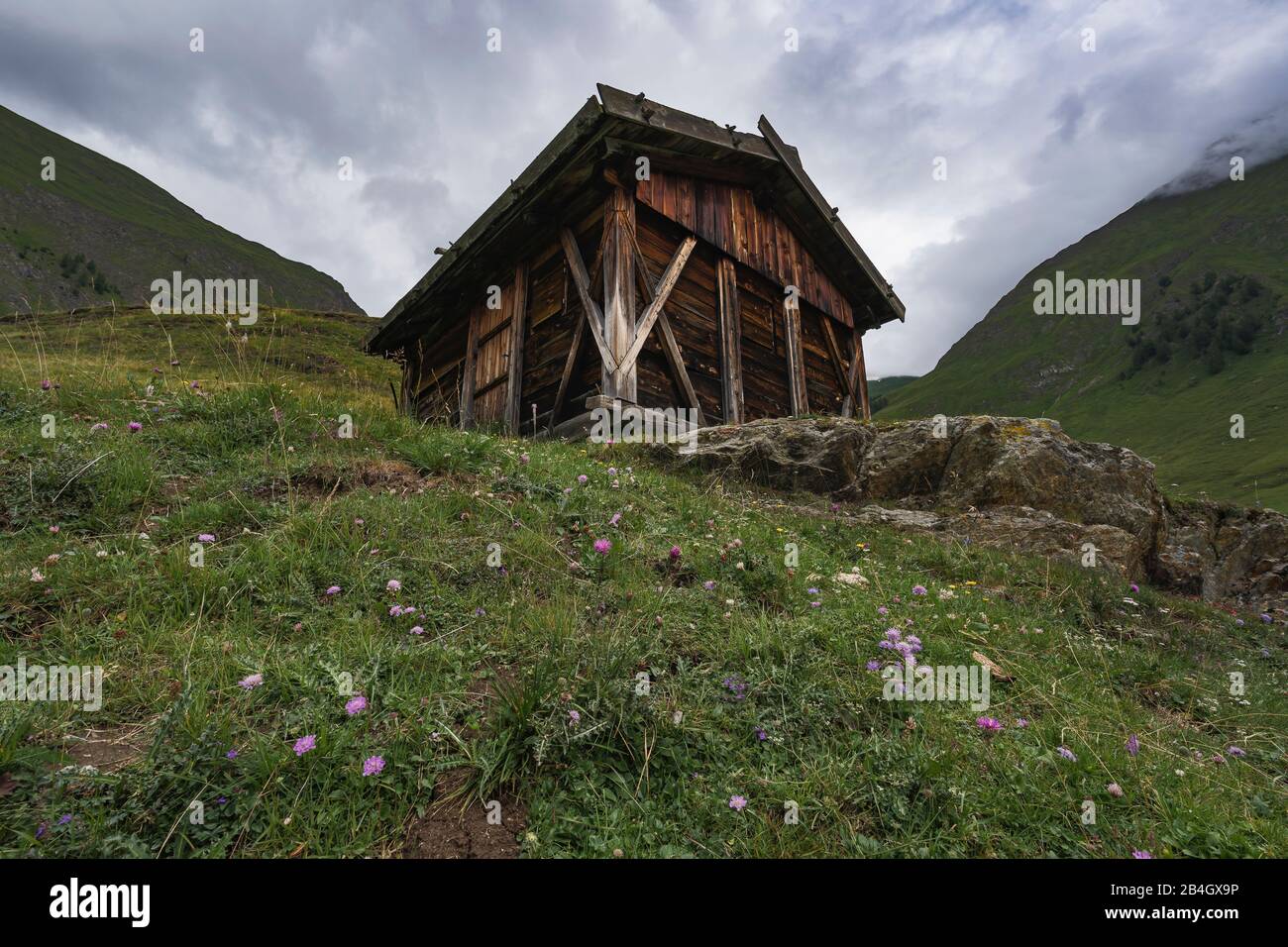 Fane Alm, Almdorf, old hut, South Tyrol, Italy, Europe Stock Photo